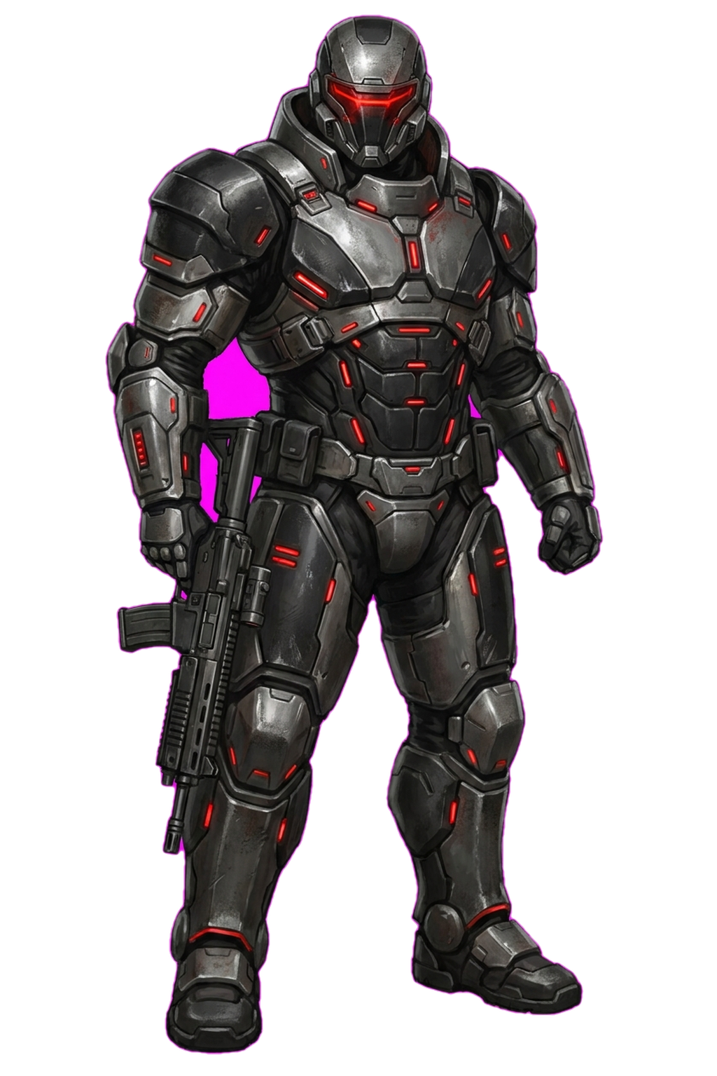 Cyberpunk Soldier — military grade exo-suit with integrated targeting systems